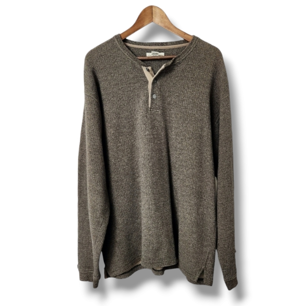 Heavy Knit Pullover Henley Sweater | Preswick & Moore | XL